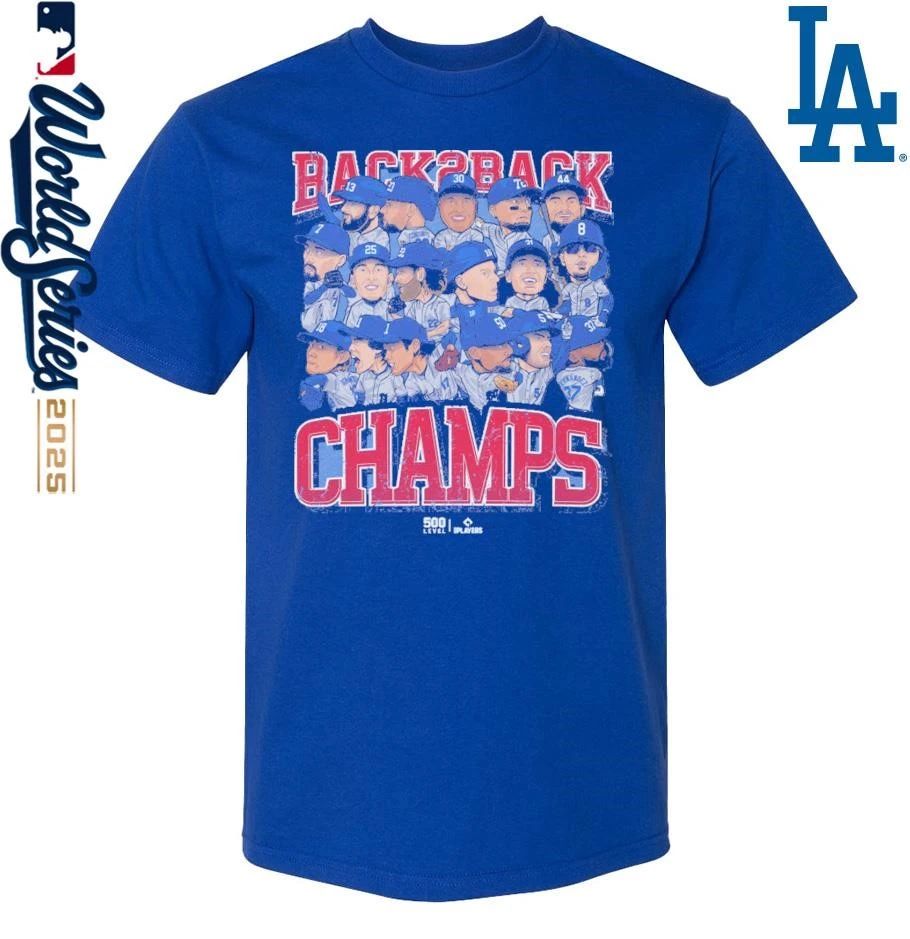 Los Angeles Dodgers Baseball Back 2 Back Champs 2025 Vintage T-Shirt