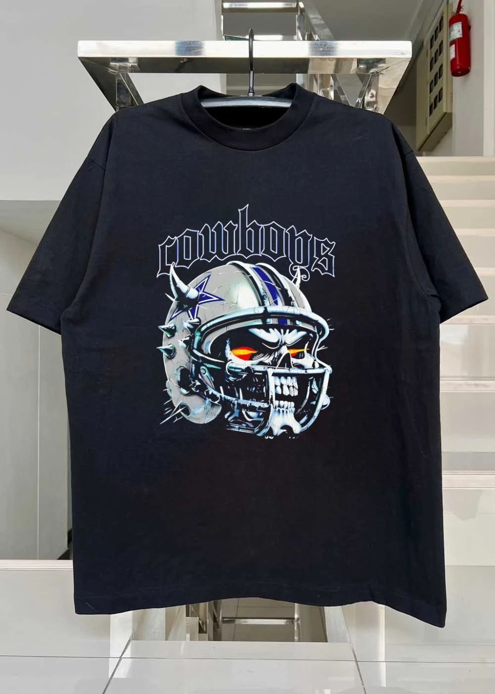 Dallas Cowboys Skull Helmet Spiked Graphic T-Shirt
