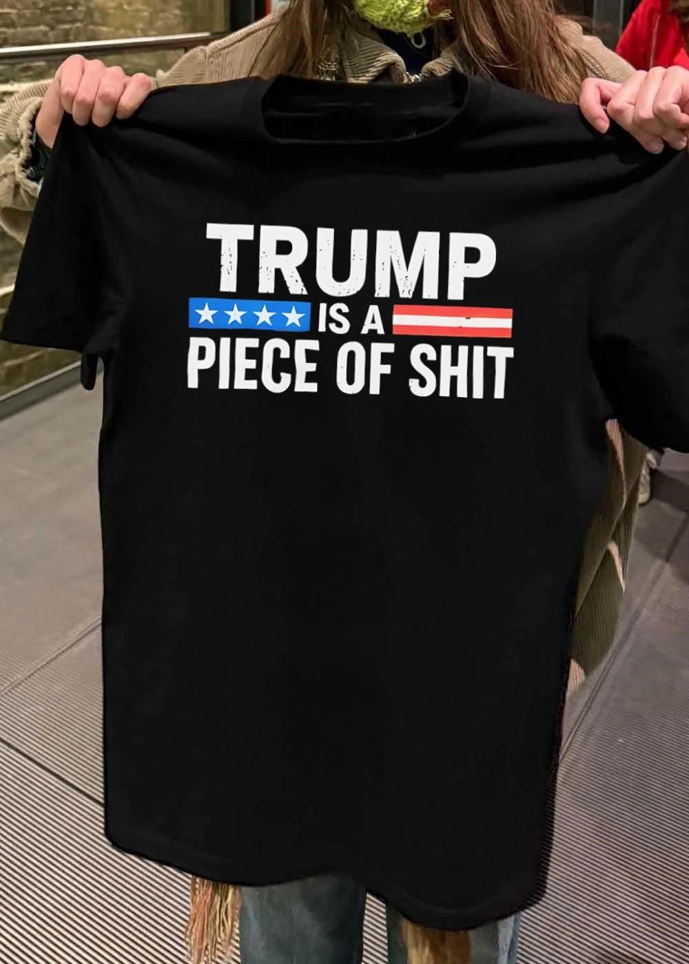 Trump Is A Piece Of Shit Blue Stars Red Stripe Shirt
