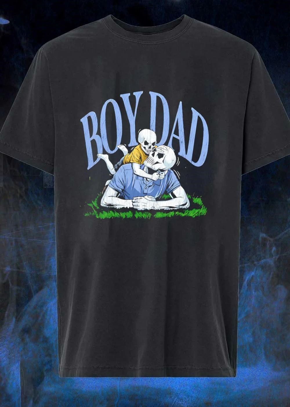 oy Dad Skeleton Father And Son Playing On The Grass shirt