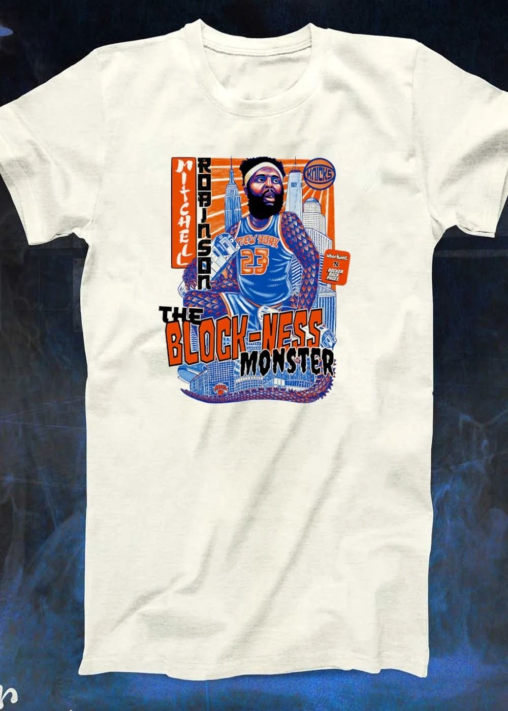 Mitchell Robinson the Block-Ness Monster Knicks T-Shirt
