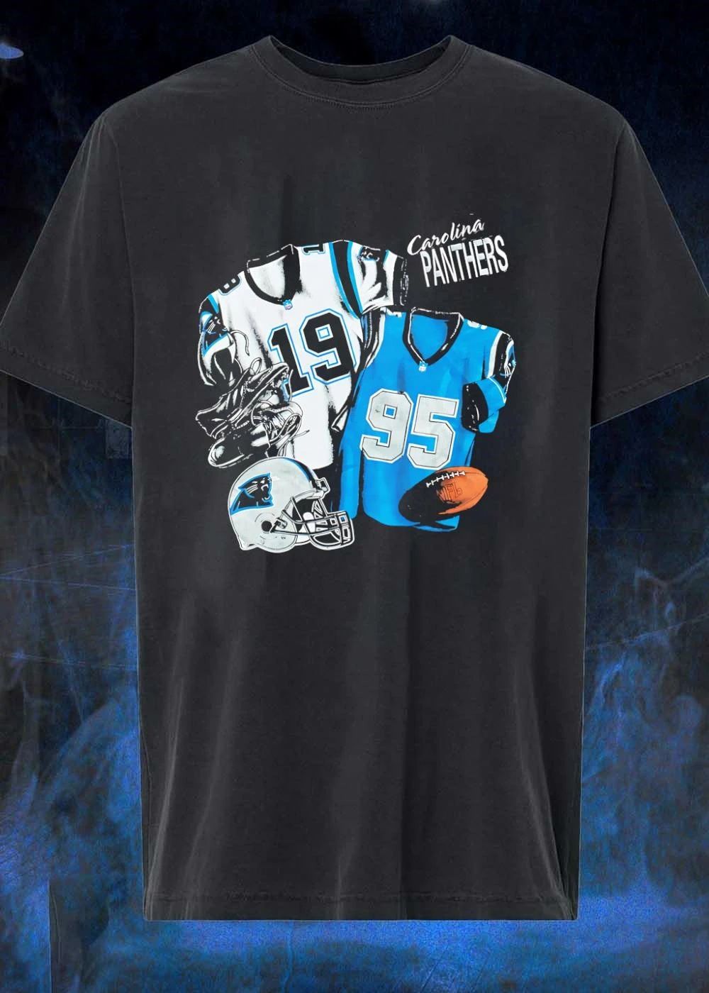 Nutmeg Carolina Panthers Featuring Numbered Jerseys and Helmet Shirt