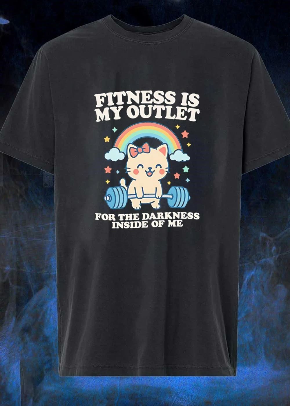 Cute Kitten Lifting Barbell Fitness is My Outlet for the Darkness Inside T-Shirt