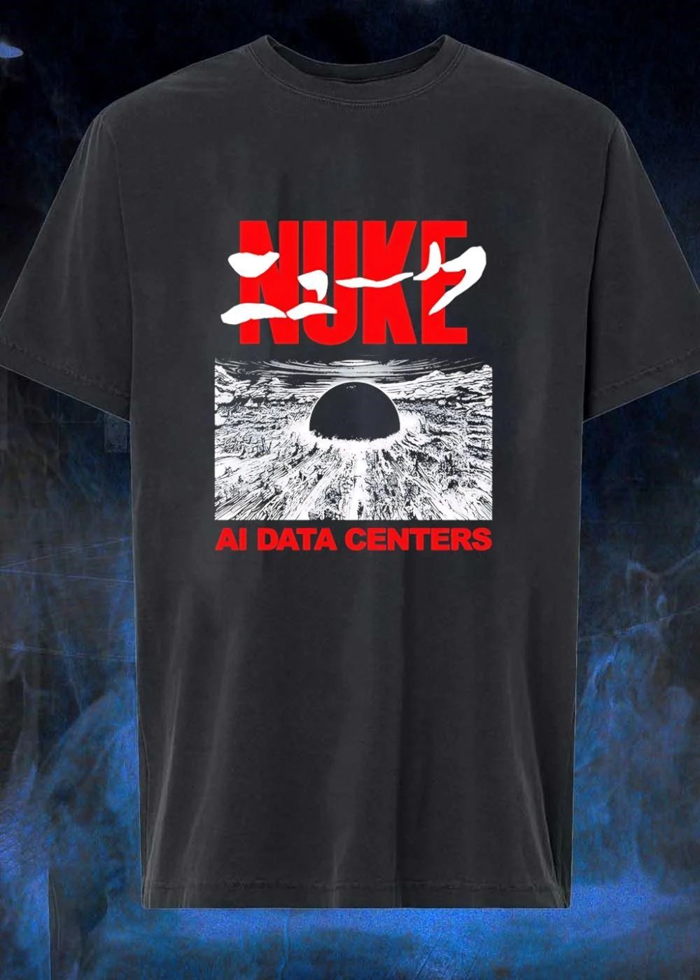 Nuke AI data centers nuclear explosion black sphere city destruction apocalypse shirt