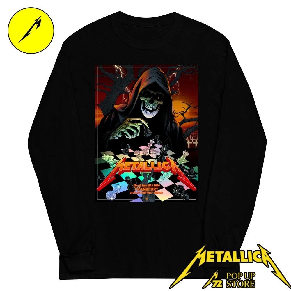 Metallica M72 Frankfurt Pop-Up Shop Poster Shirt Night 1 May 22, 2026 in Germany Grim Reaper playing chess