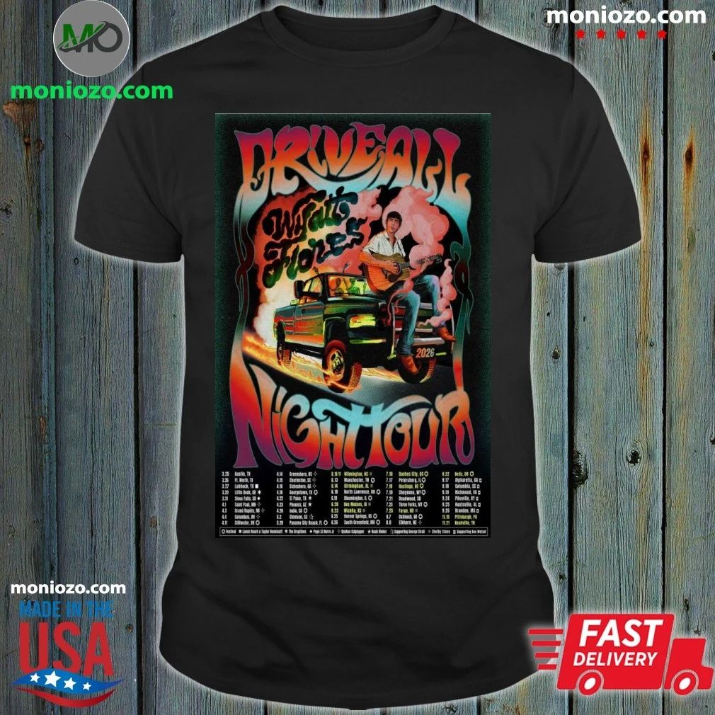 Wyatt Flores 2026 Drive All Night Tour Poster Shirt