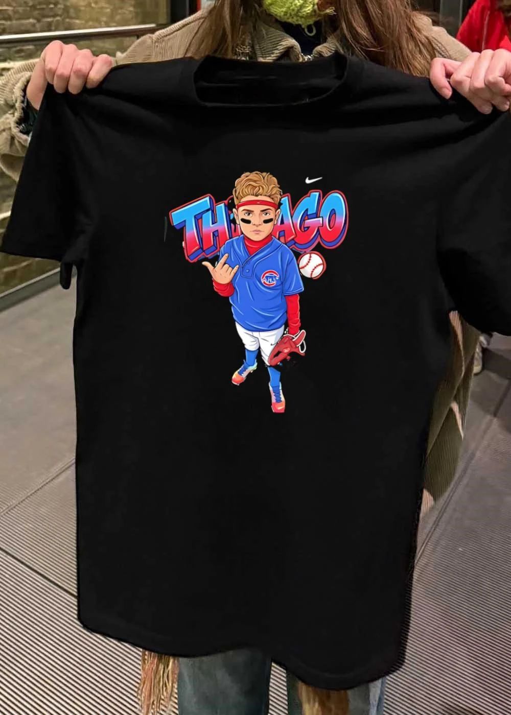 Thiago Chicago Cubs baseball cartoon player shirt