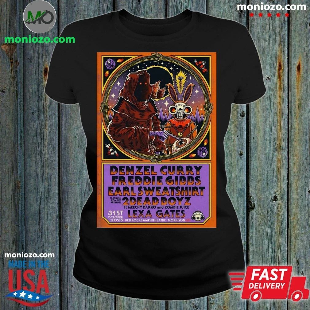 Denzel Curry And Freddie Gibbs With Earl Sweatshirt 10 31 2025 Red Rocks Amphitheatre Poster Shirt – Best Gift for Music Fans