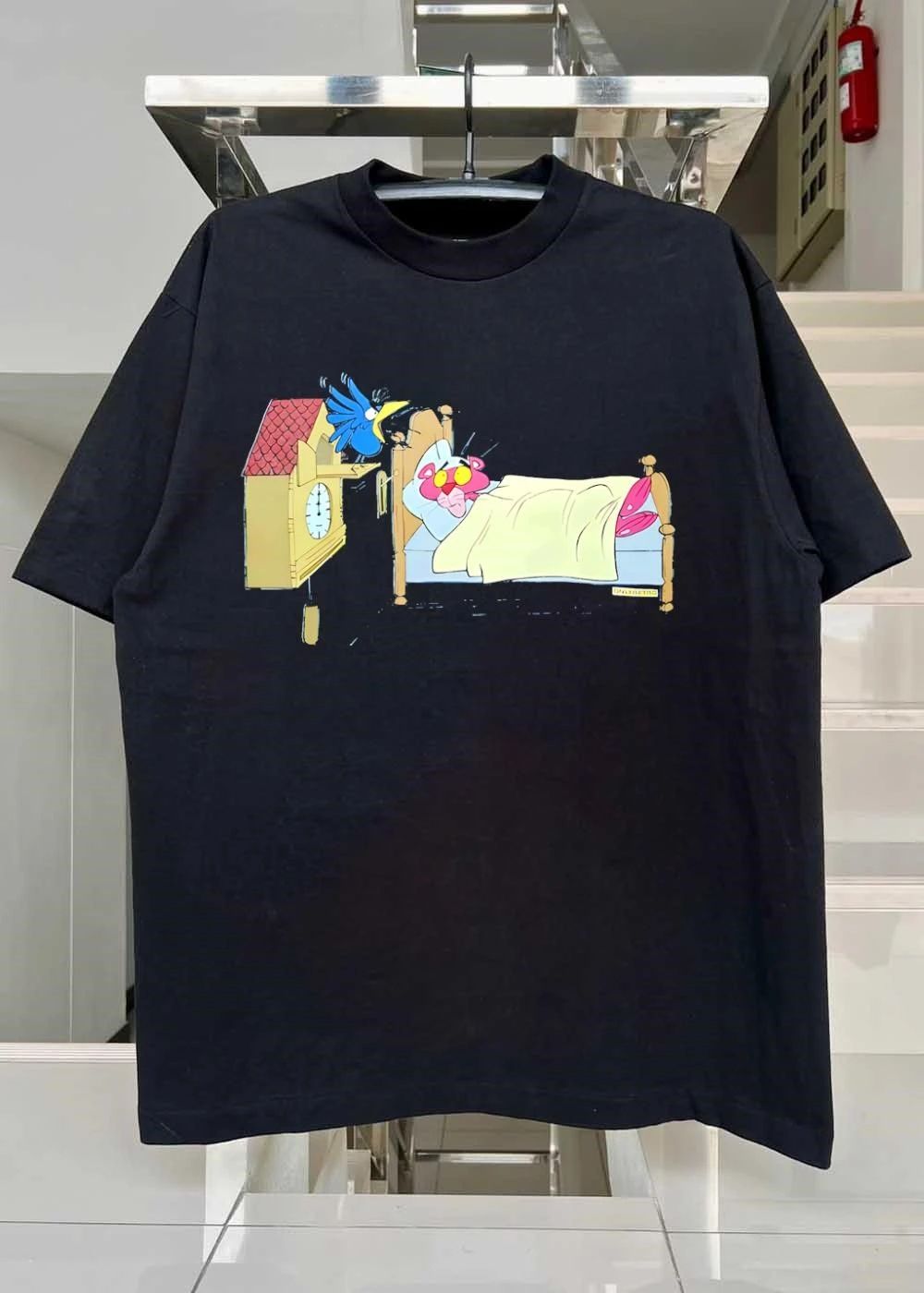 Onlyretro Pink Panther Waking up to a Cuckoo Clock T-Shirt