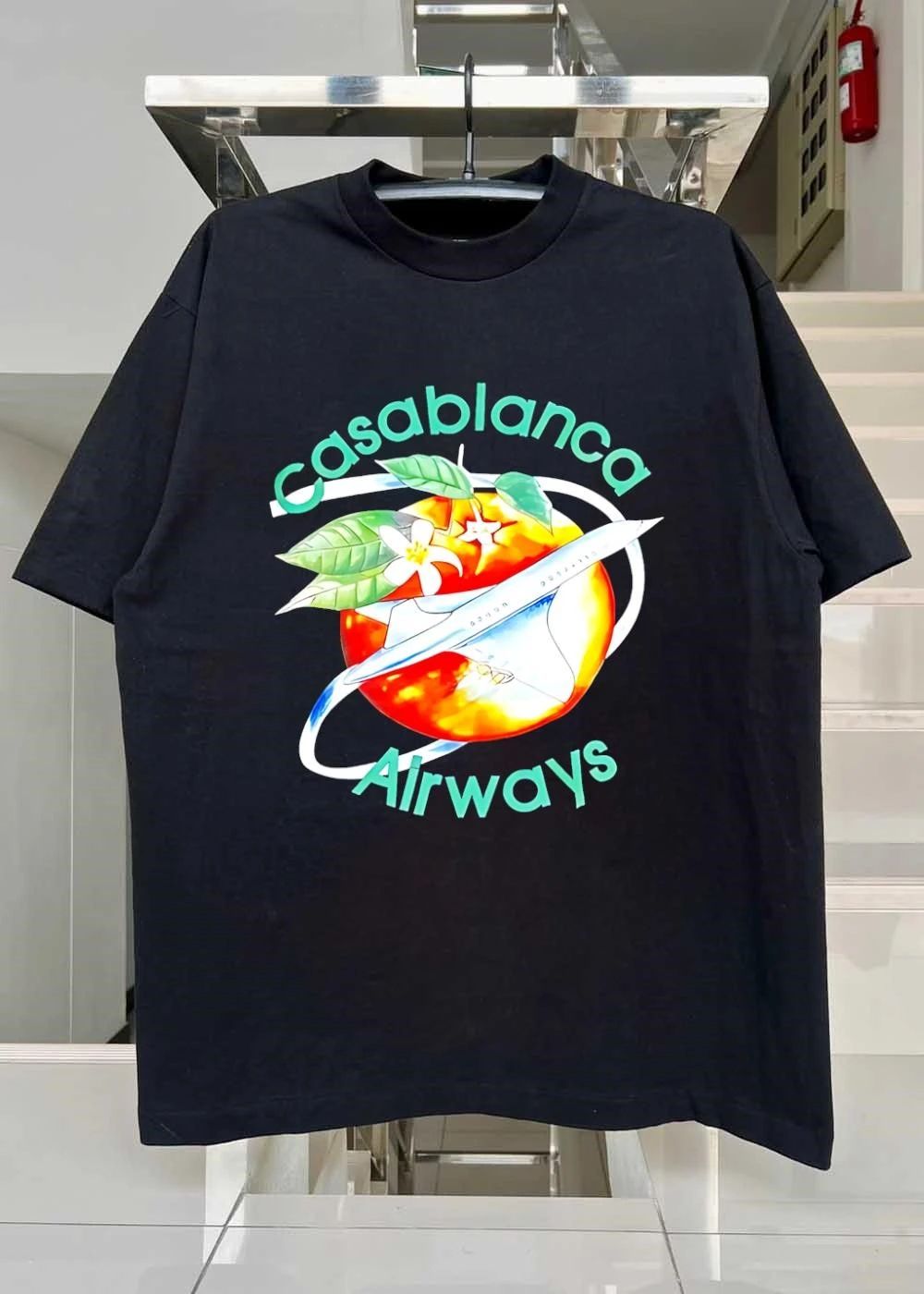 Casablanca Airways Travel Orange Blossom Airplane Shirt