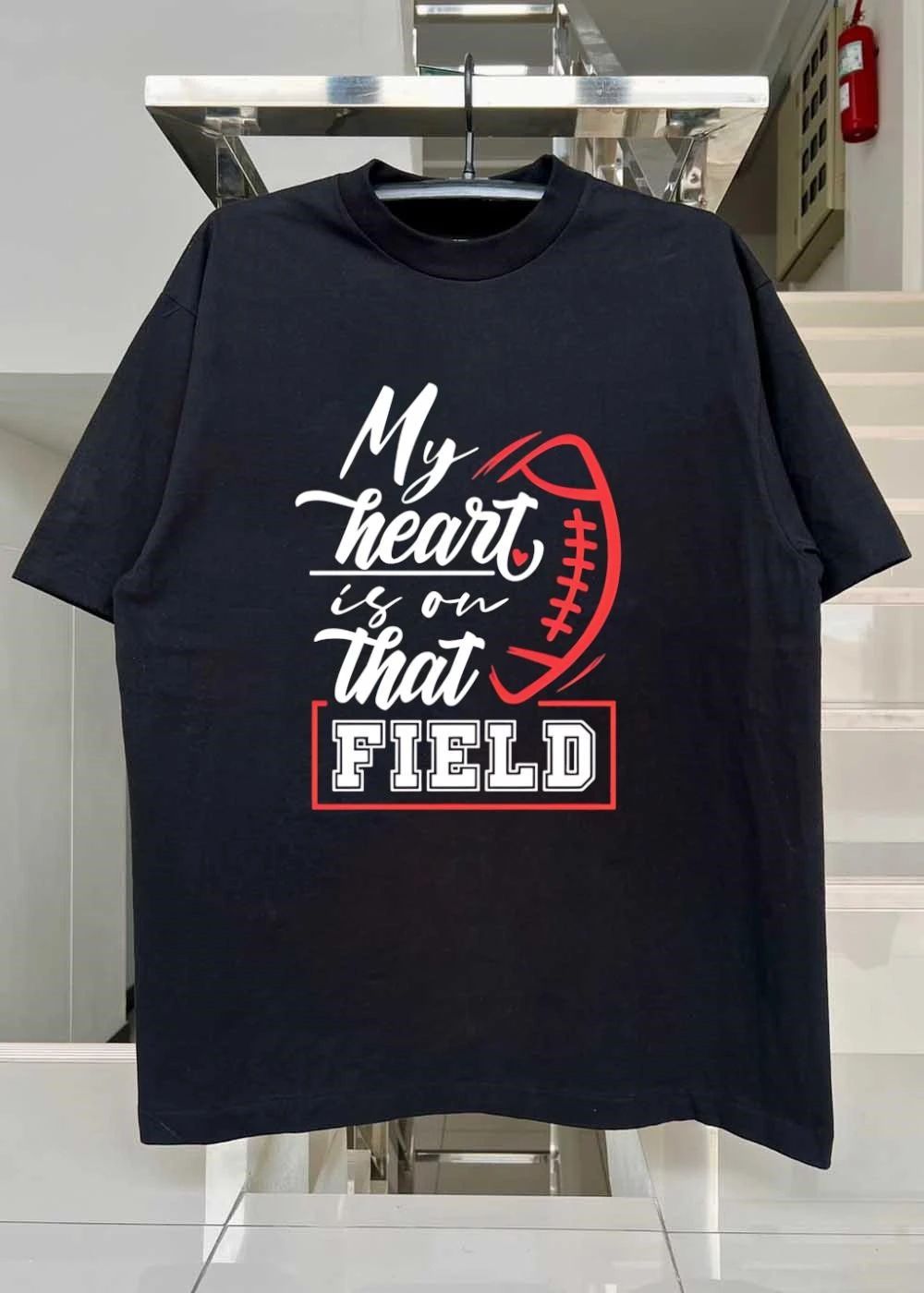 Football Mom Gift My Heart is on that Field Football shirt