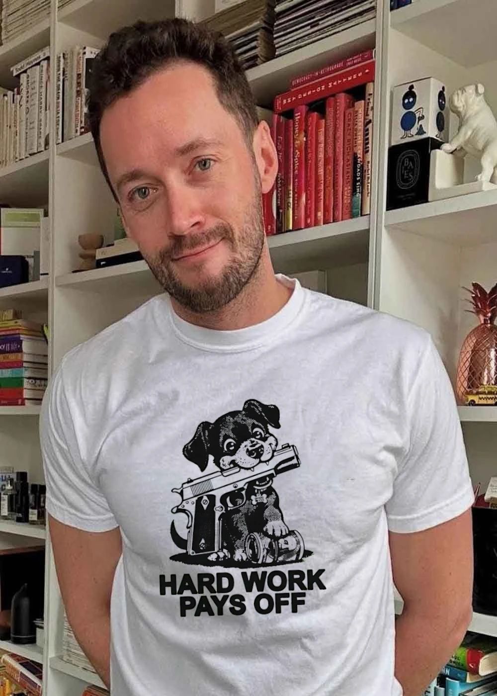 Hard Work Pays Off Dog With Gun And Money shirt