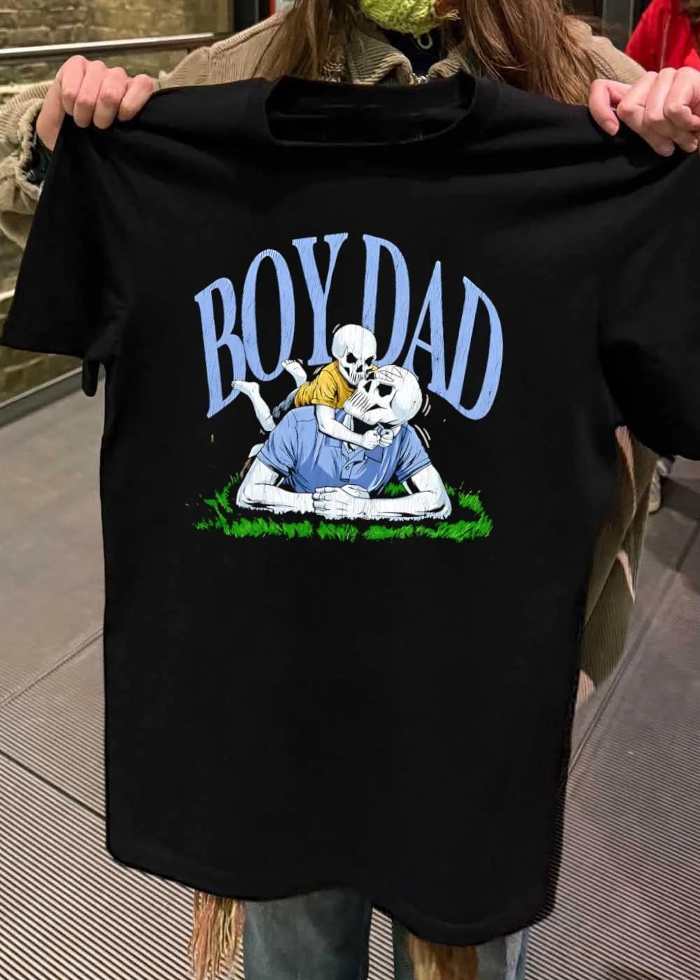 oy Dad Skeleton Father And Son Playing On The Grass shirt