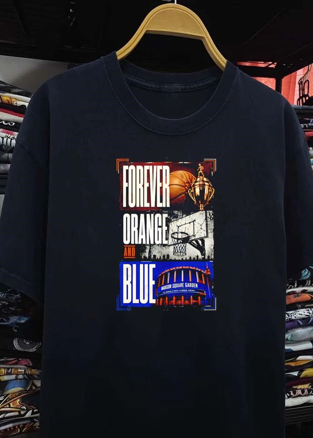 NY Knicks Fan Apparel Forever Orange and Blue Madison Square Garden T-Shirt