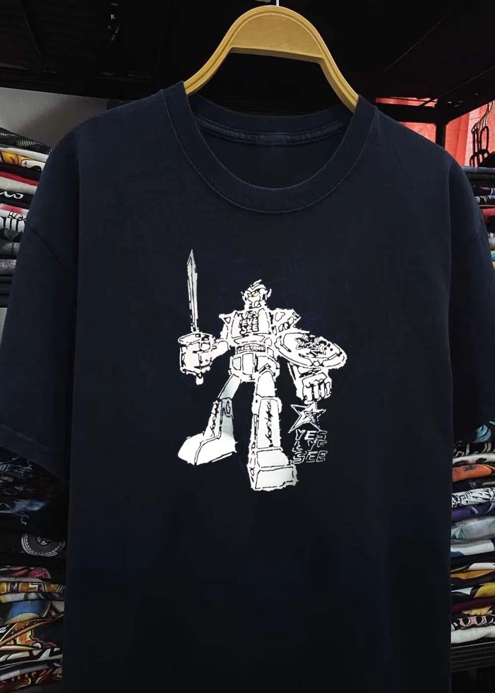 Yes Eye See Robot Holding Sword and Shield with Star Logo T-Shirt
