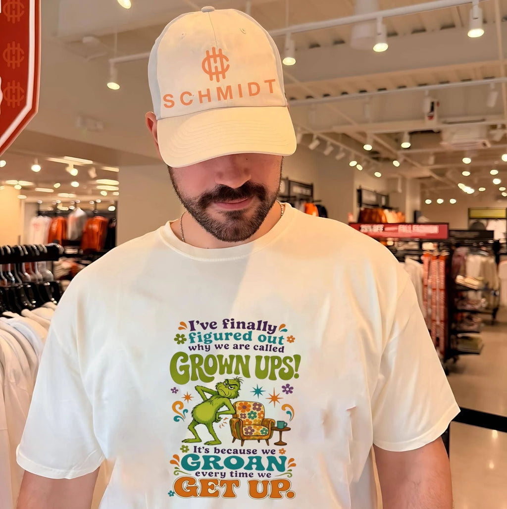 I’ve finally figured out why we are called grown ups it’s because we groan every time we get up Grinch shirt