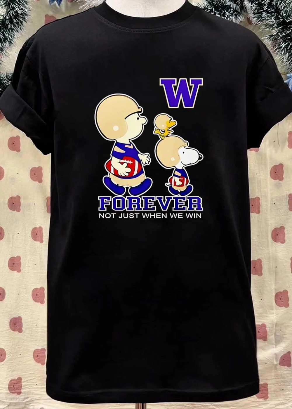 Peanuts Characters Football Players Forever Not Just When We Win Washington Huskies T-Shirt
