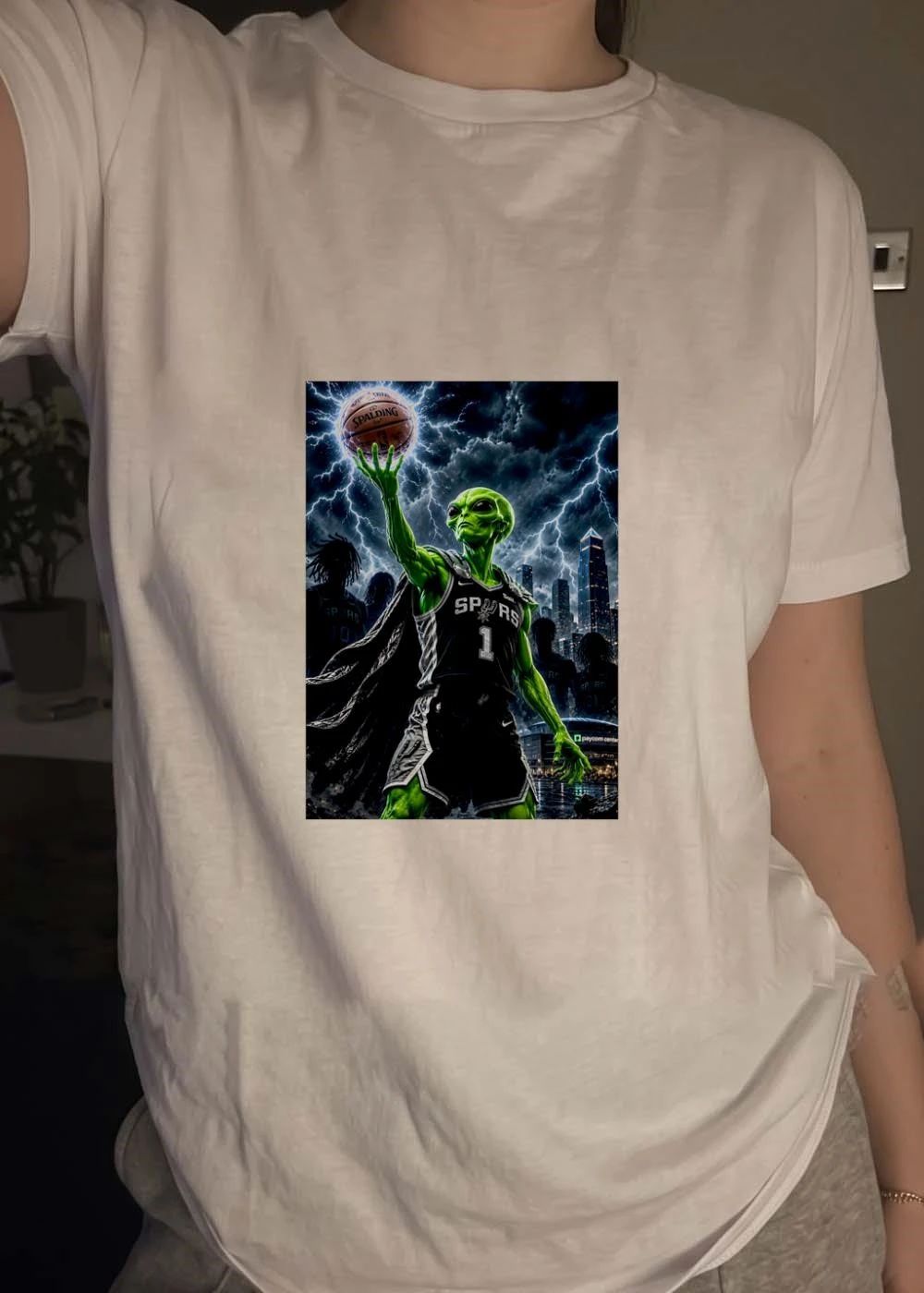 Spurs Alien Holding Basketball SPURS 1 Self NBA Spalding Shirt