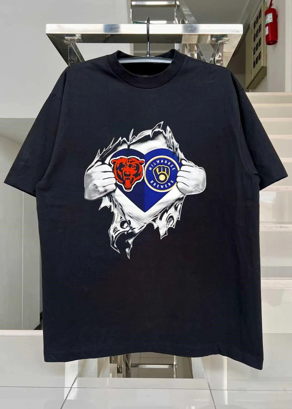 Rip Chest Bears Milwaukee Brewers T-Shirt