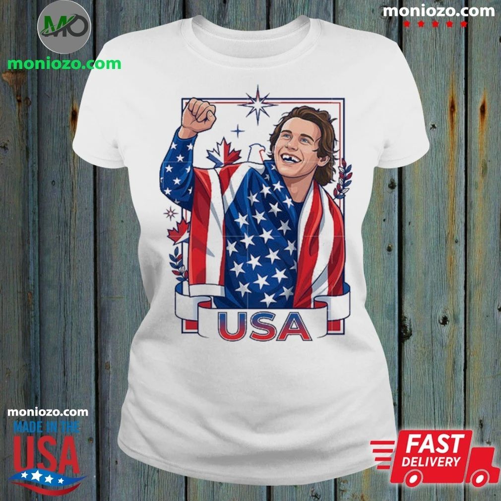 Jack Hughes Usa Gold Hockey Shirt