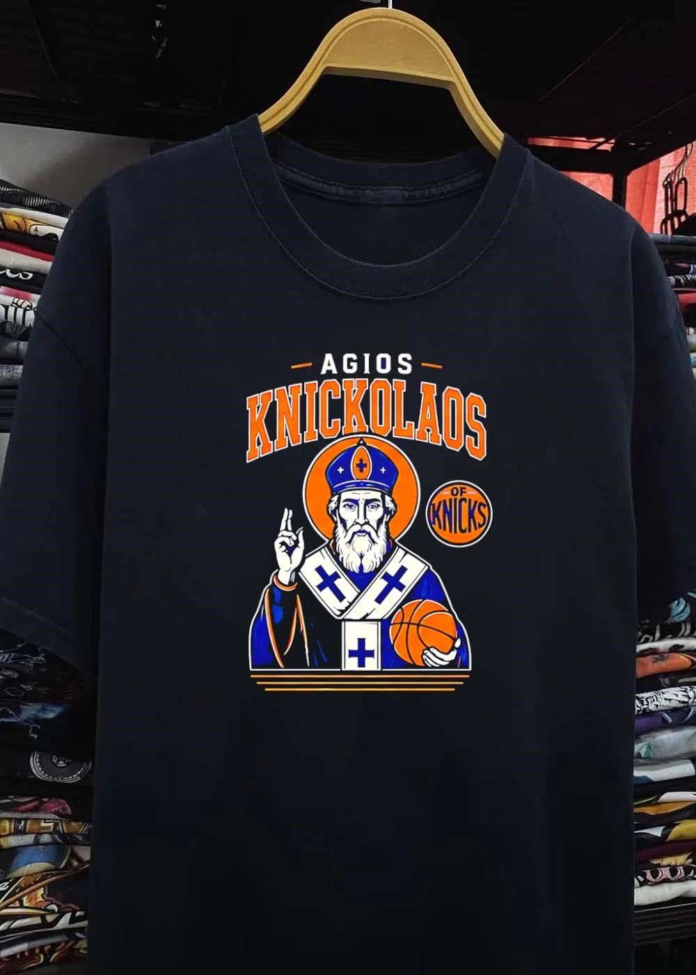 Agios Knickolaos of Knicks New York Basketball T-Shirt