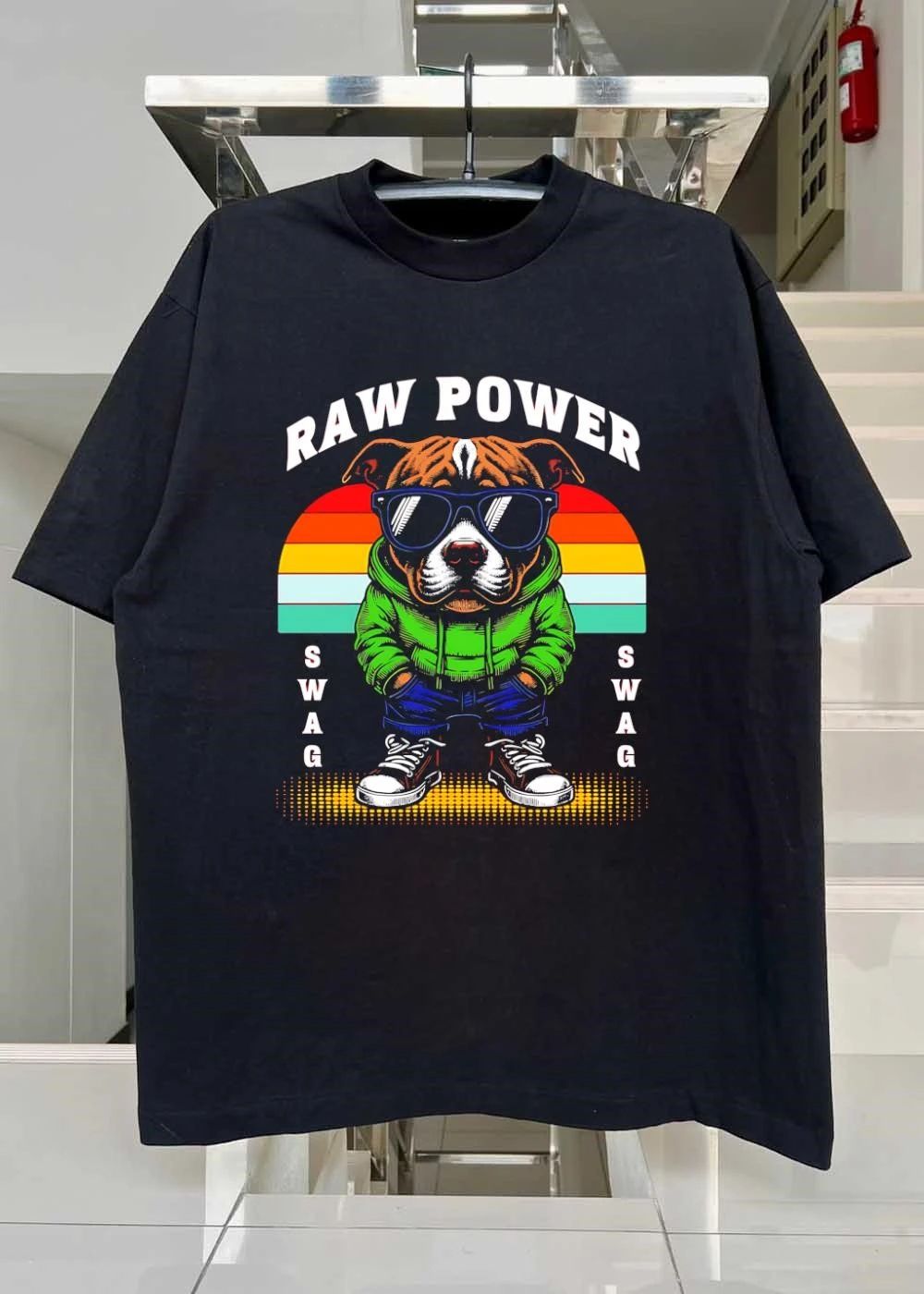 Raw Power Swag Pitbull Dog Wearing Sunglasses Hoodie shirt