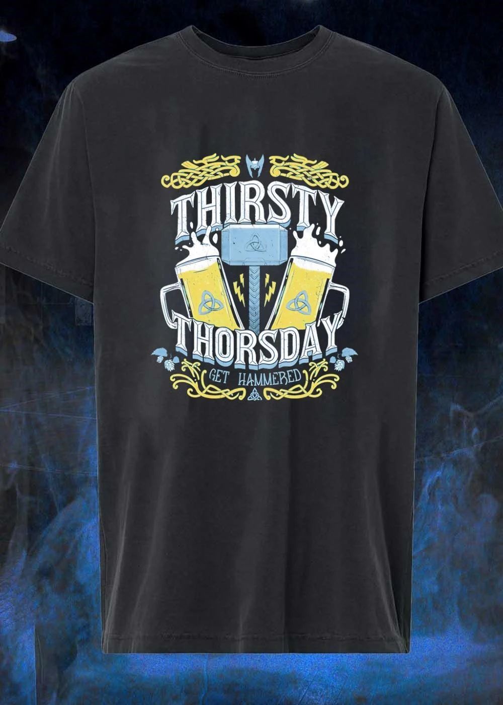 Get Hammered Thirsty Thorsday Thor Mjolnir Beer T-Shirt