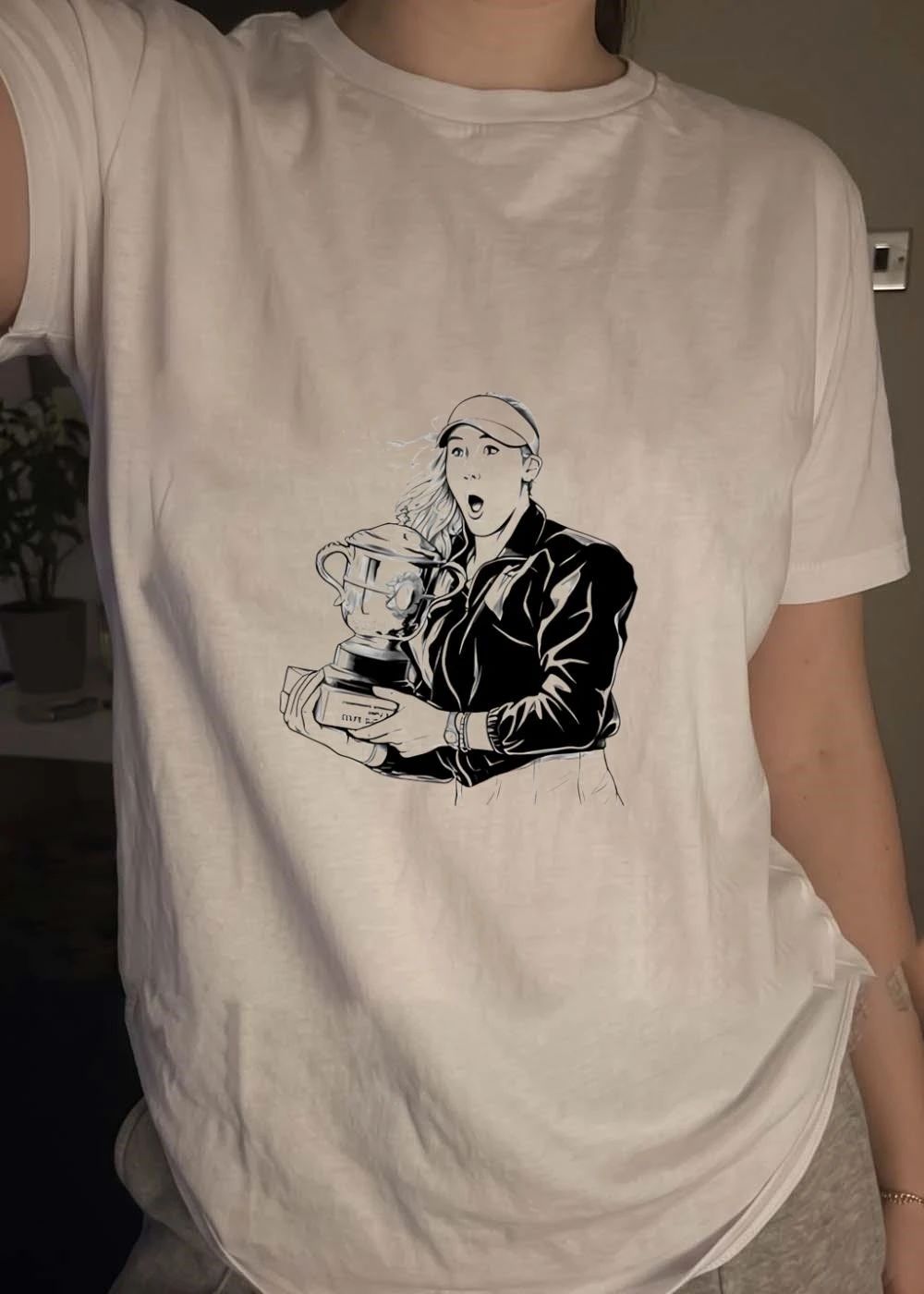 Tennis Champion Celebrating with Trophy Coupe Suzanne Lenglen T-Shirt