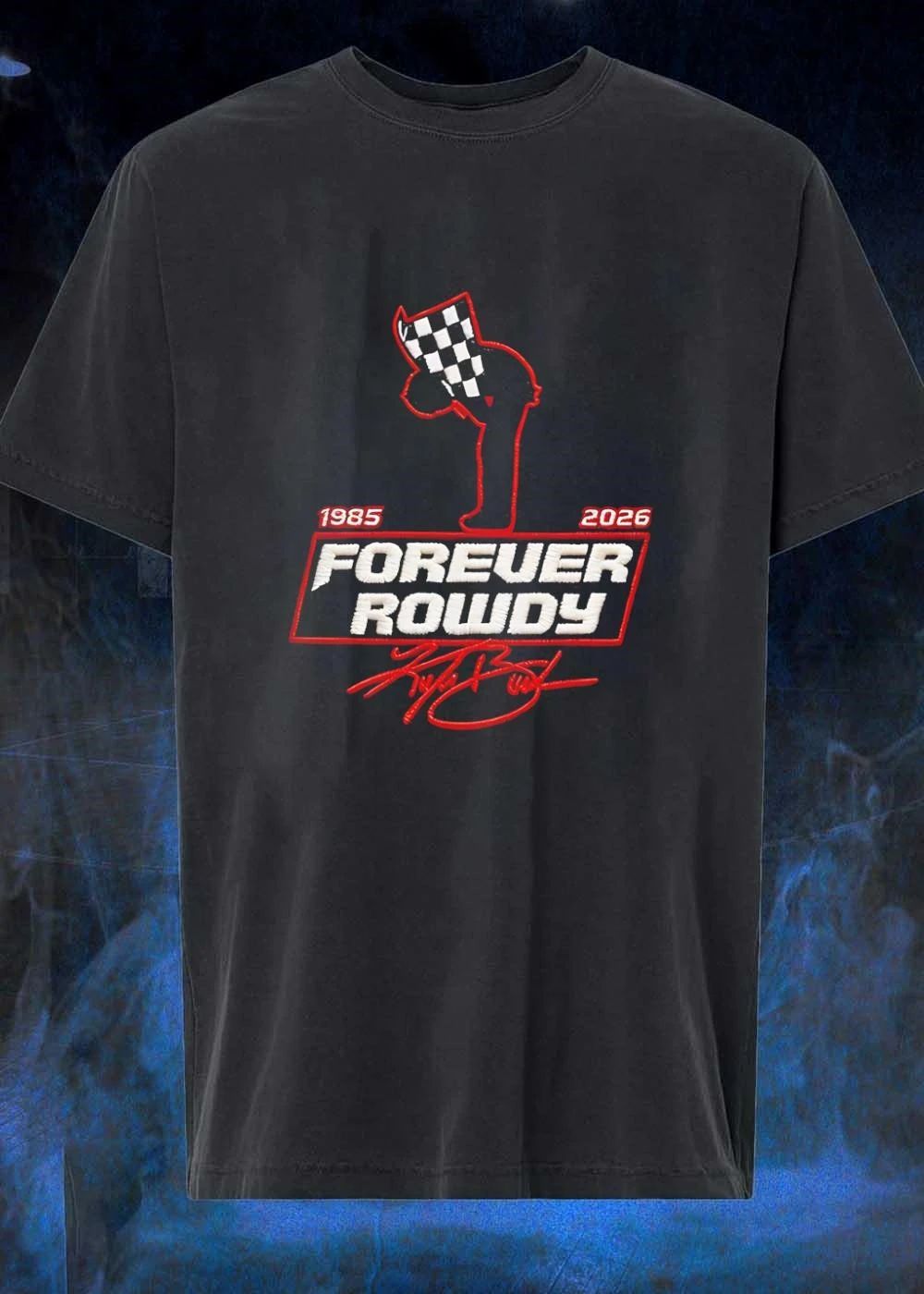1985 2026 Forever Rowdy Kyle Busch Checkered Flag Shirt