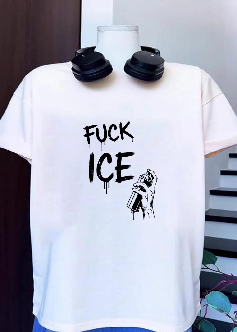 Spray Paint Art Fuck ICE T-Shirt