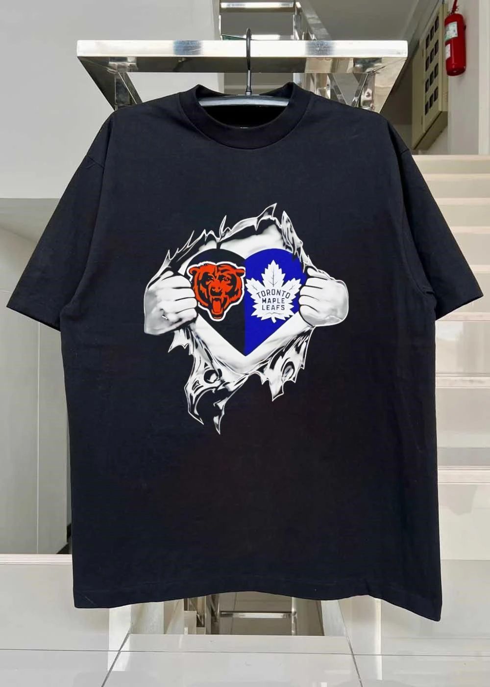 Bears Toronto Maple Leafs Heart Ripping Open Shirt