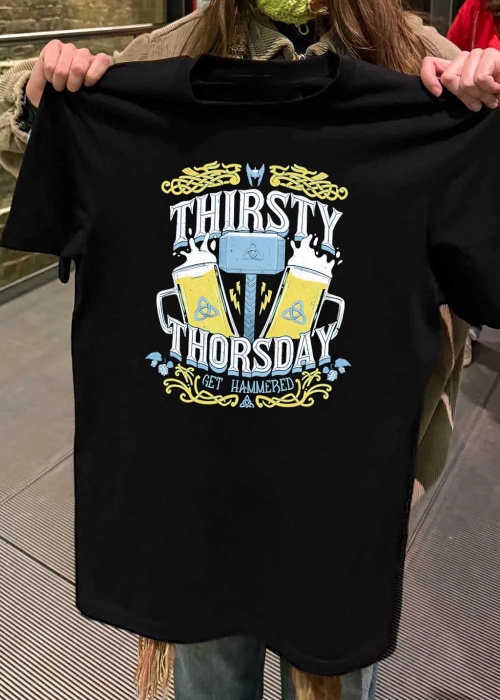Get Hammered Thirsty Thorsday Thor Mjolnir Beer T-Shirt