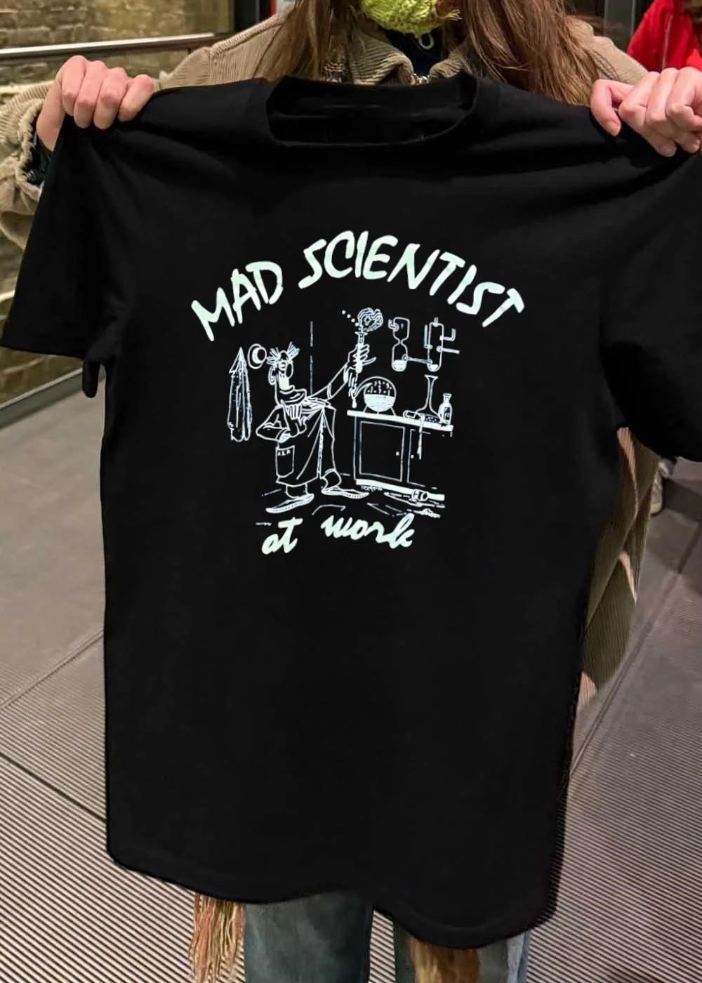 Mad Scientist at Work Cartoon Man Lab Experiment Vintage T-Shirt
