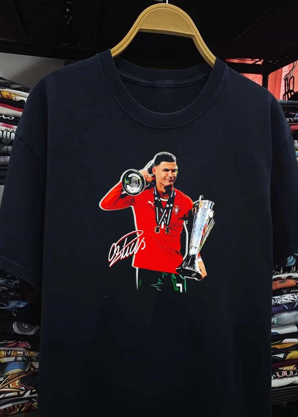 CR7 Cristiano Ronaldo Celebrating with UEFA Nations League Trophy Shirt