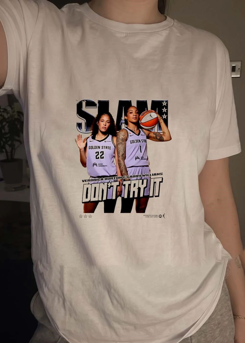 Cover Collection June July 2026 Veronica Burton and Gabby Williams Don’t Try It Golden State T-Shirt
