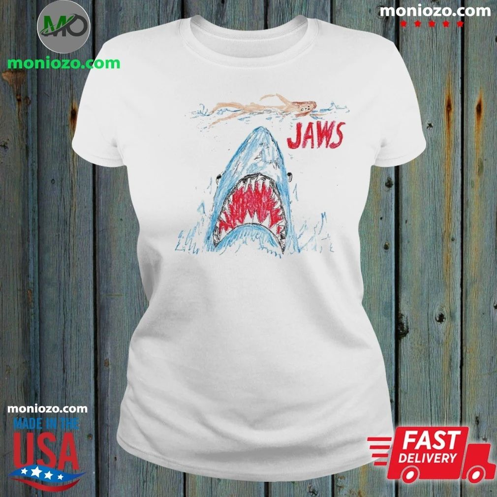 Original Shirt featuring a crayon drawing inspired by the movie Jaws