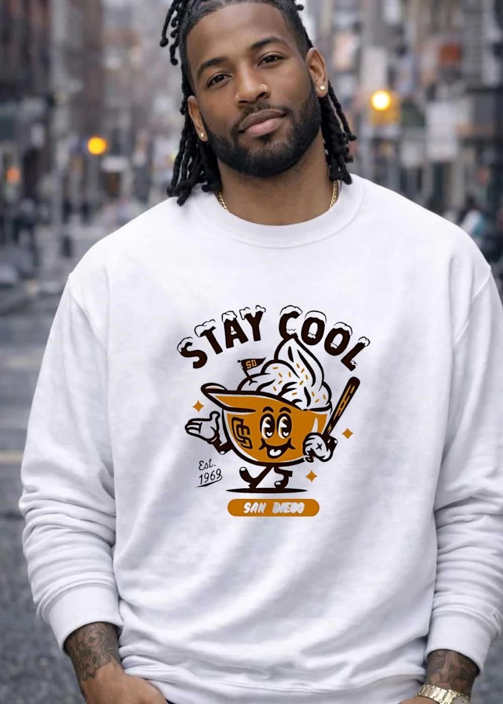 San Diego Padres Stay Cool cream Est 1969 cartoon shirt