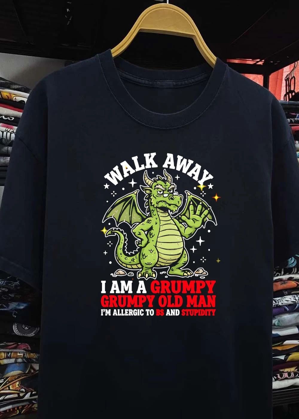 Walk Away I Am a Grumpy Old Man Allergic to BS and Stupidity T-Shirt
