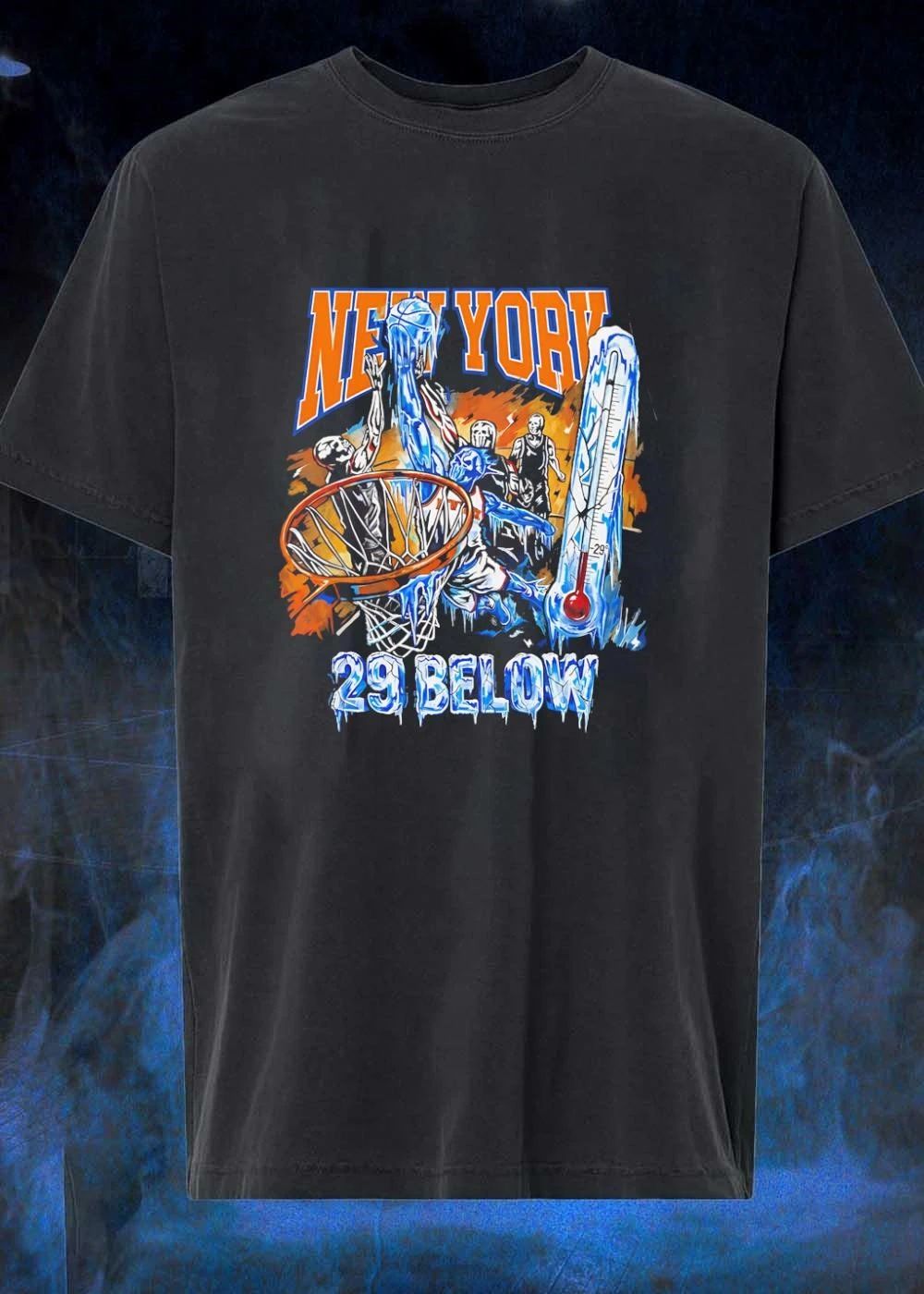 Frozen Court New York 29 Below Basketball Skull Players T-Shirt