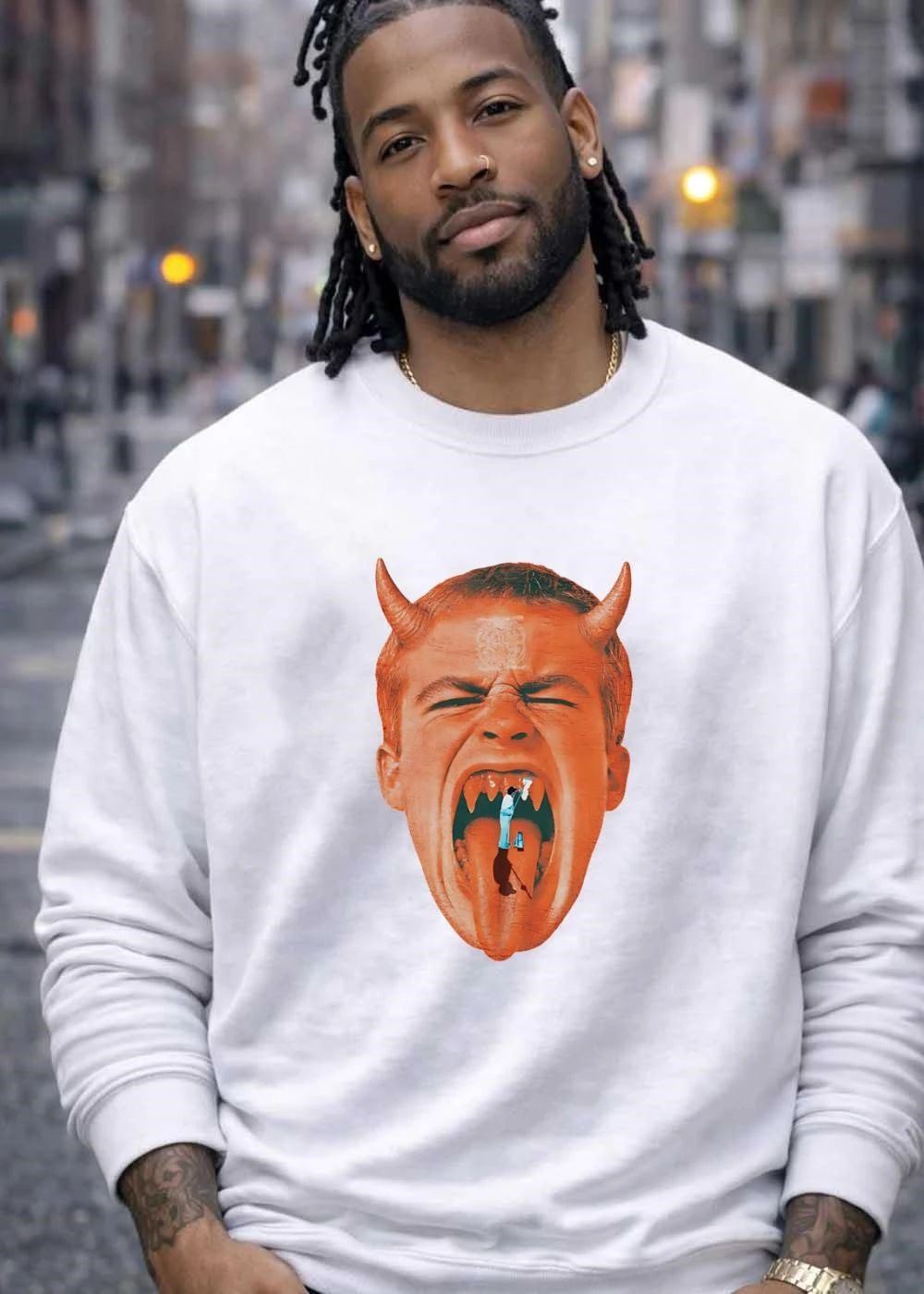 Cleaner at Work Devil Face Graphic T-Shirt