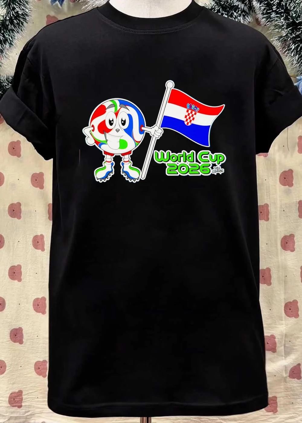 Dads Cartoons Mascot Holding Croatia Flag World Cup 2026 Croatia T-Shirt