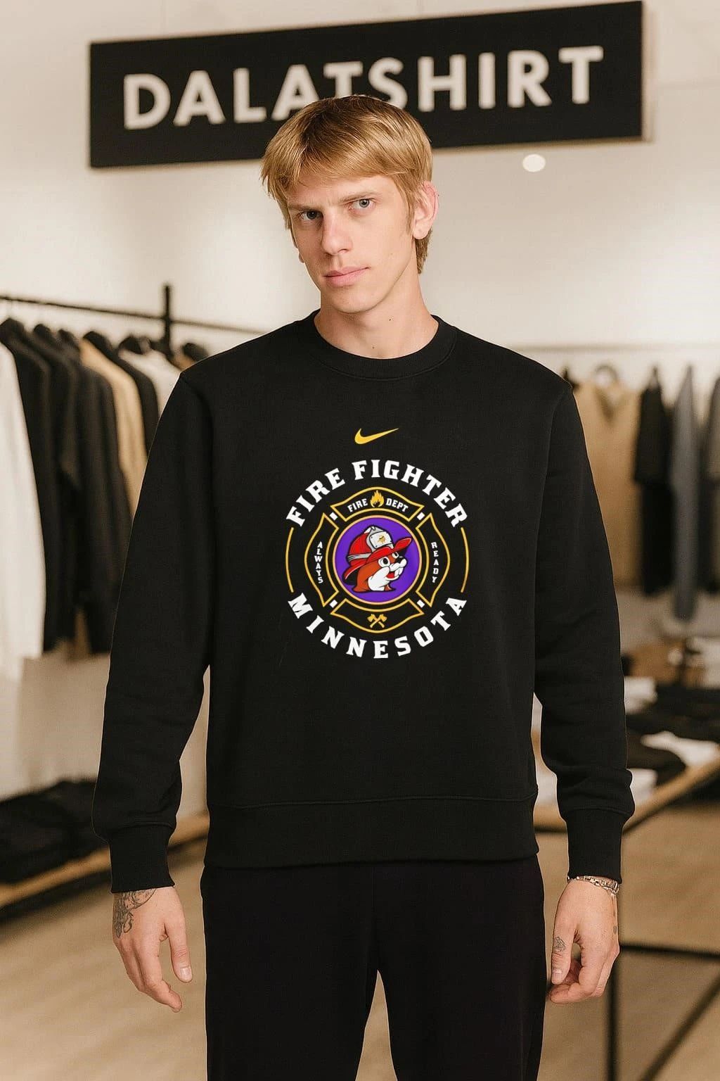 Minnesota Firefighter Bucees Beaver Vikings Helmet T-Shirt