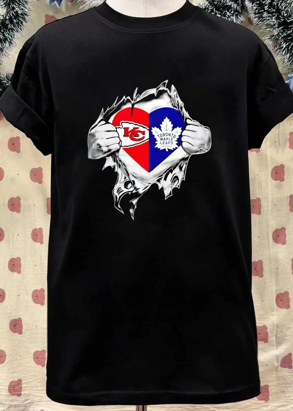 Torn Skin Effect Heart KC and Toronto Maple Leafs Fan Shirt