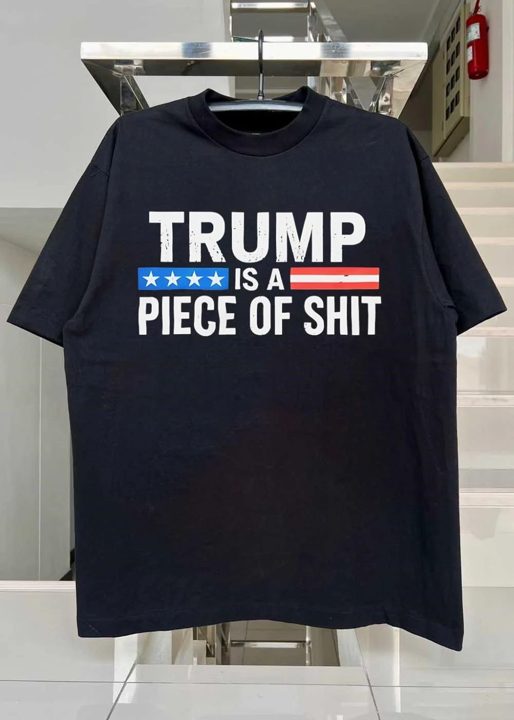 Trump Is A Piece Of Shit Blue Stars Red Stripe Shirt