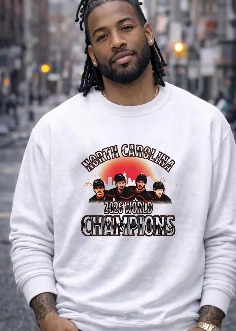Retro North Carolina 2026 World Champions Hockey Players T-Shirt