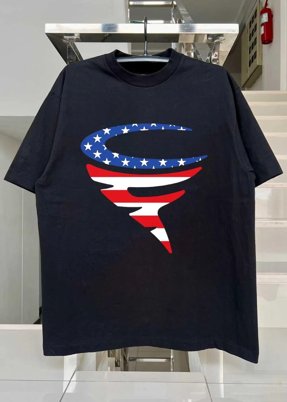 Abstract American Flag Stars Stripes Logo Shirt