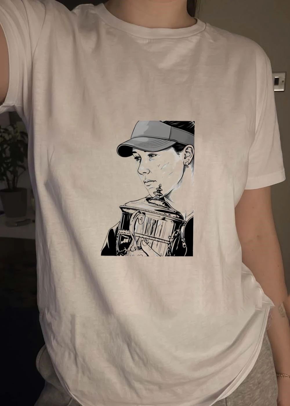 Ashleigh Barty Holding the Australian Open Trophy Tennis Player T-Shirt