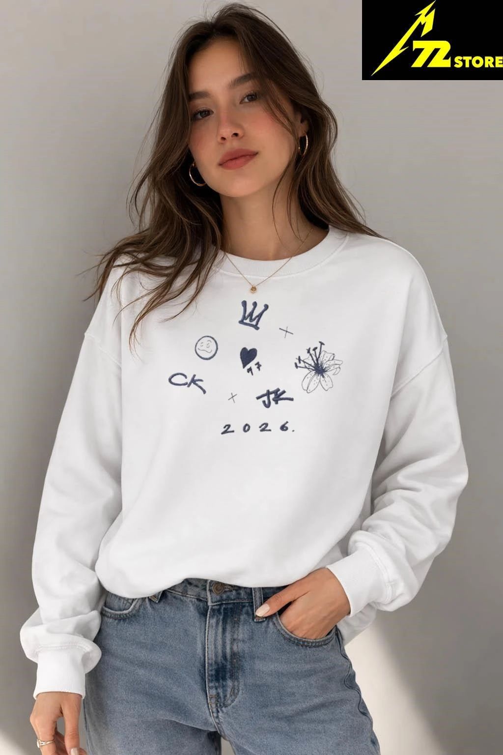 CKJK 2026 Graphic Crown Heart Floral Shirt