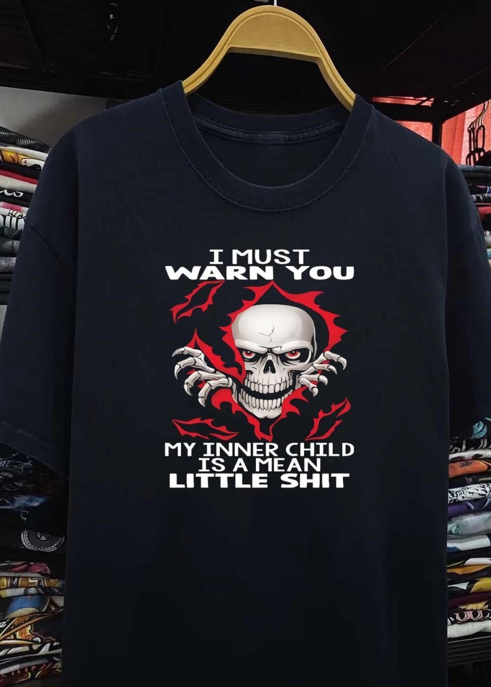 Mean Little Shit Skull Warning T-Shirt