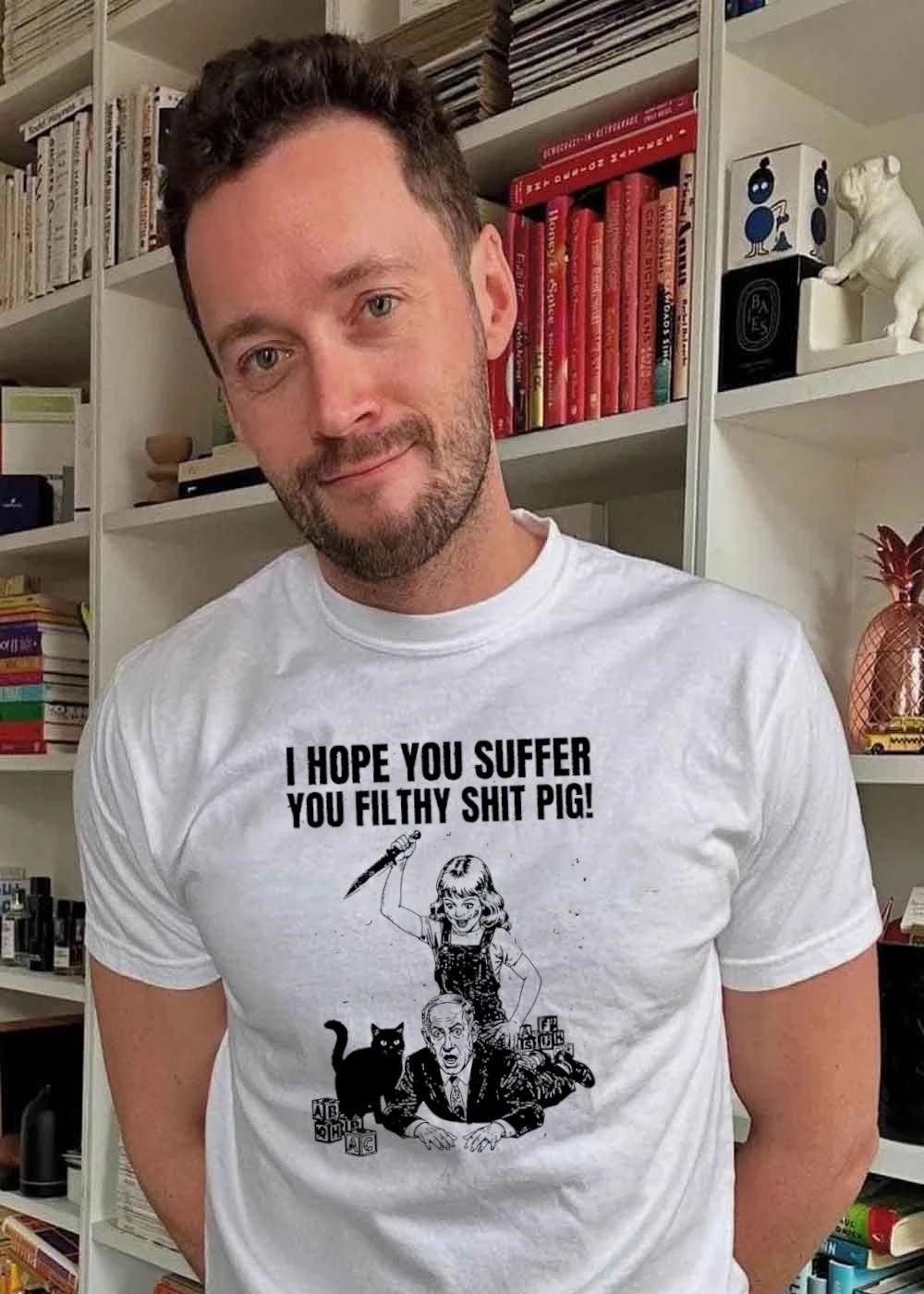 I Hope You Suffer You Filthy Shit Pig Girl Stabbing Benjamin Netanyahu T-Shirt